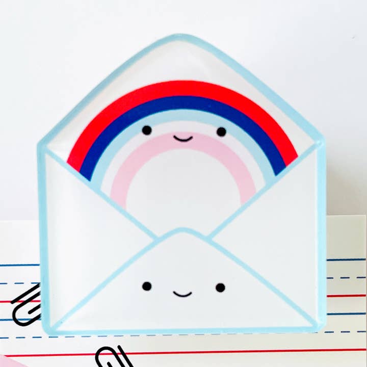 Courrier arc-en-ciel ! Clip acrylique double face décoratif pour enveloppe pour la vente par ILOOTPAPERIE