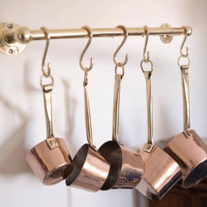 Moroccantastics - Wholesale Kitchen Storage/Organizer - Unlacquered Brass Pot Rail with Hooks - Elegant Kitchen Pot Rack & Hangers1