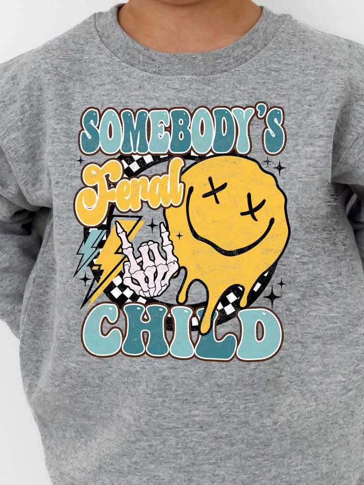 Somebody's Feral Child Youth Sweatshirt for wholesale by GritNGraceGirlCo