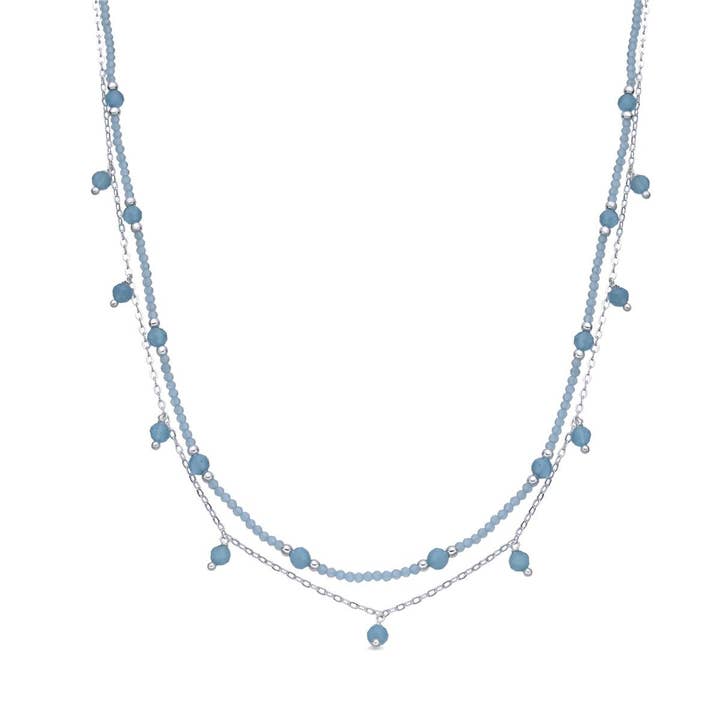 Collier Luxenter van blauwe kristal afgewerkt in rodium - Aira voor wholesale door Luxenter