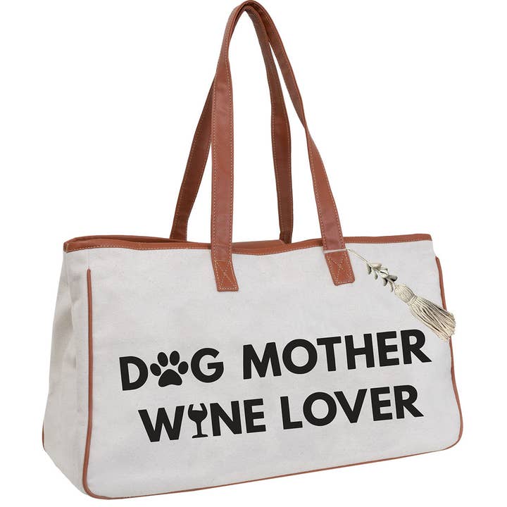 Magid - Wholesale Wine Tote - Magid Canvas Wine Tote "DOG MOTHER WINE LOVER"