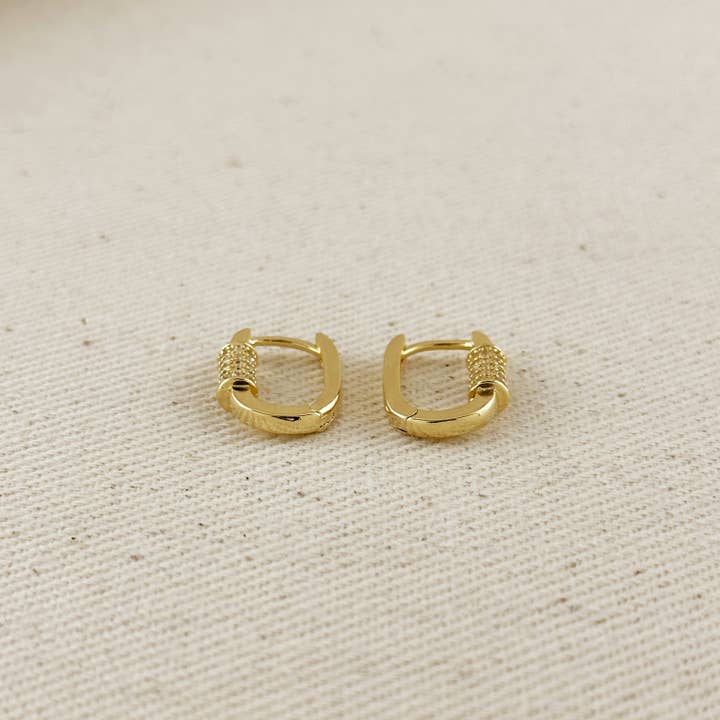 GoldFi - Wholesale Hoop Earrings - 18k Gold Filled CZ Detail Carabiner Hoop Earrings