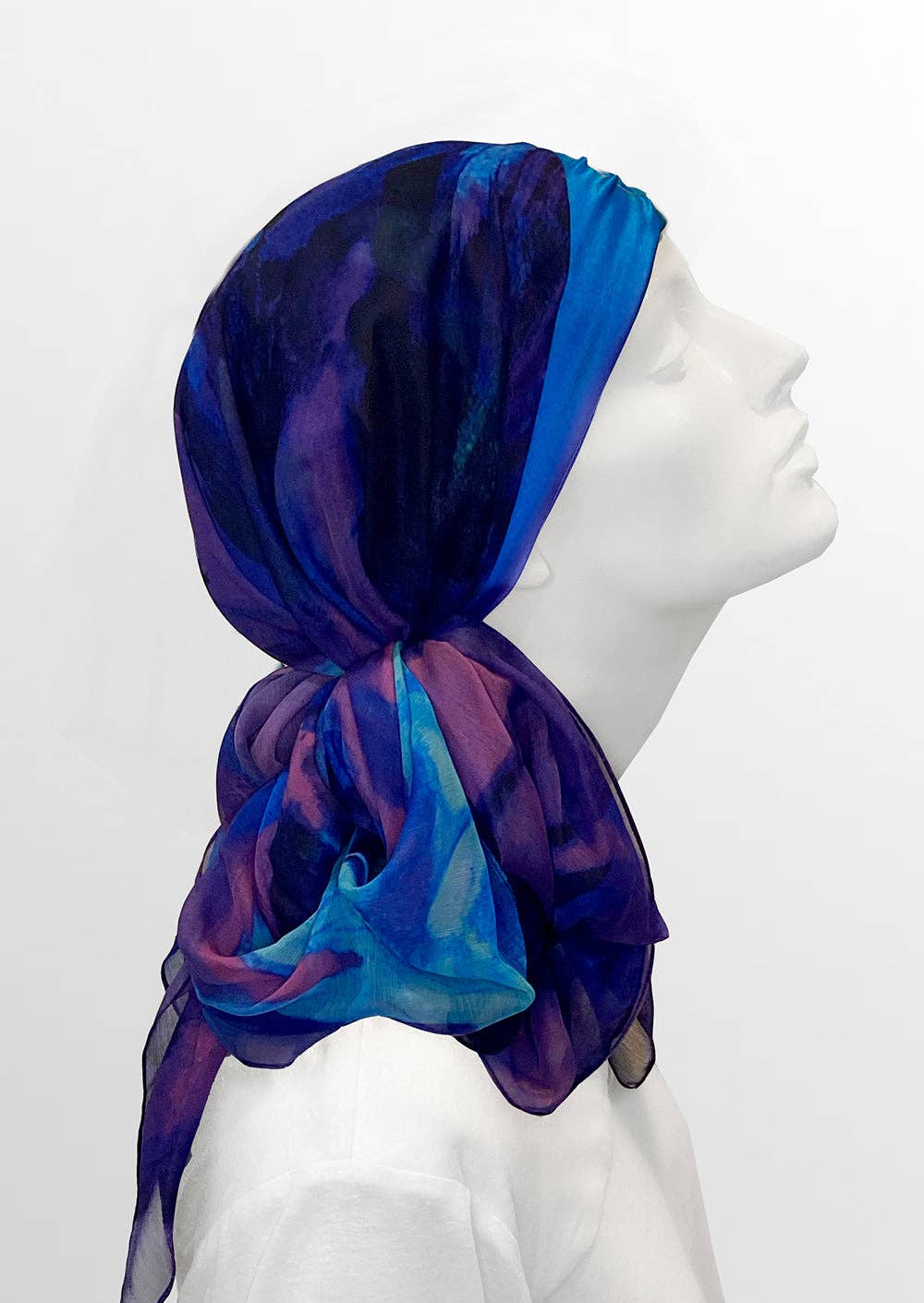 LuxCare Clothing - Wholesale Head Scarf - Women's - Fine Art Headscarf ~ Sapphire1