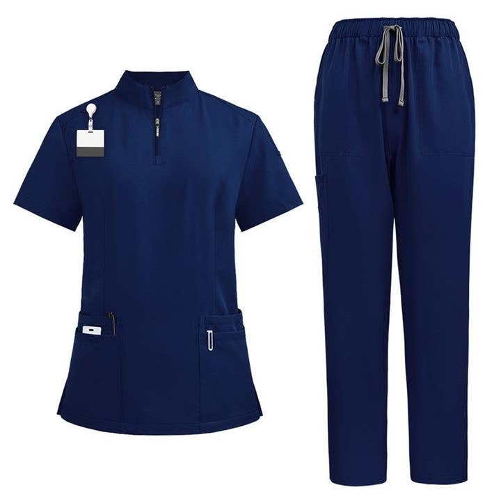 Plush Looks - Wholesale Top & Pant Set (NOT Loungewear) - Women's - Short Sleeve Straight Leg Scrub Suit4