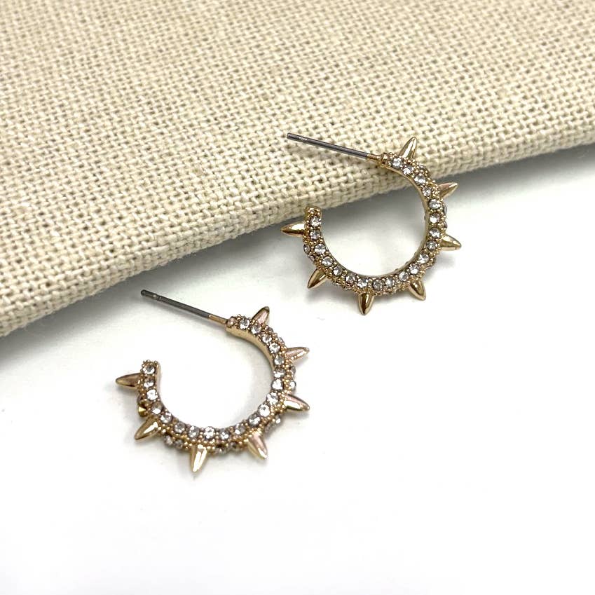 StarryNYC - Wholesale Hoop Earrings - Trendy Sunburst Stone Paved C Hoop Boho Earrings3