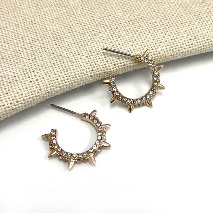 StarryNYC - Wholesale Hoop Earrings - Trendy Sunburst Stone Paved C Hoop Boho Earrings3