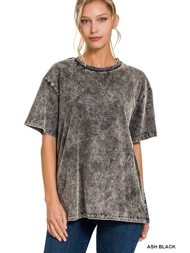 42POPS - Wholesale Knit Top - Women's - "...._ Vintage Washed Oversized Short Sleeve Top