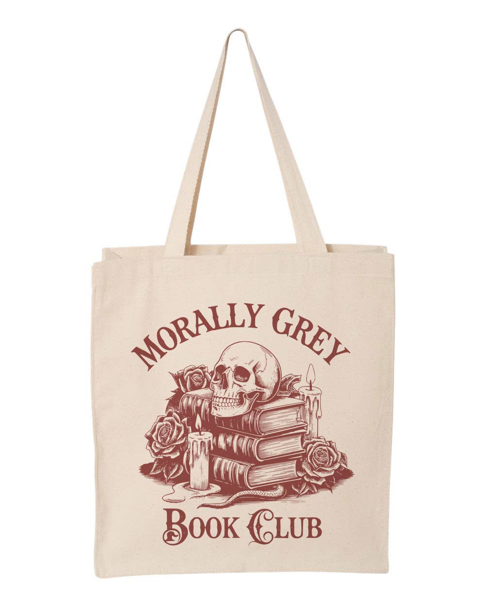 DaisyChainDesignCo – Sacola - Mulher por atacado – Saco de Lona do Clube do Livro Moralmente Cinzento1