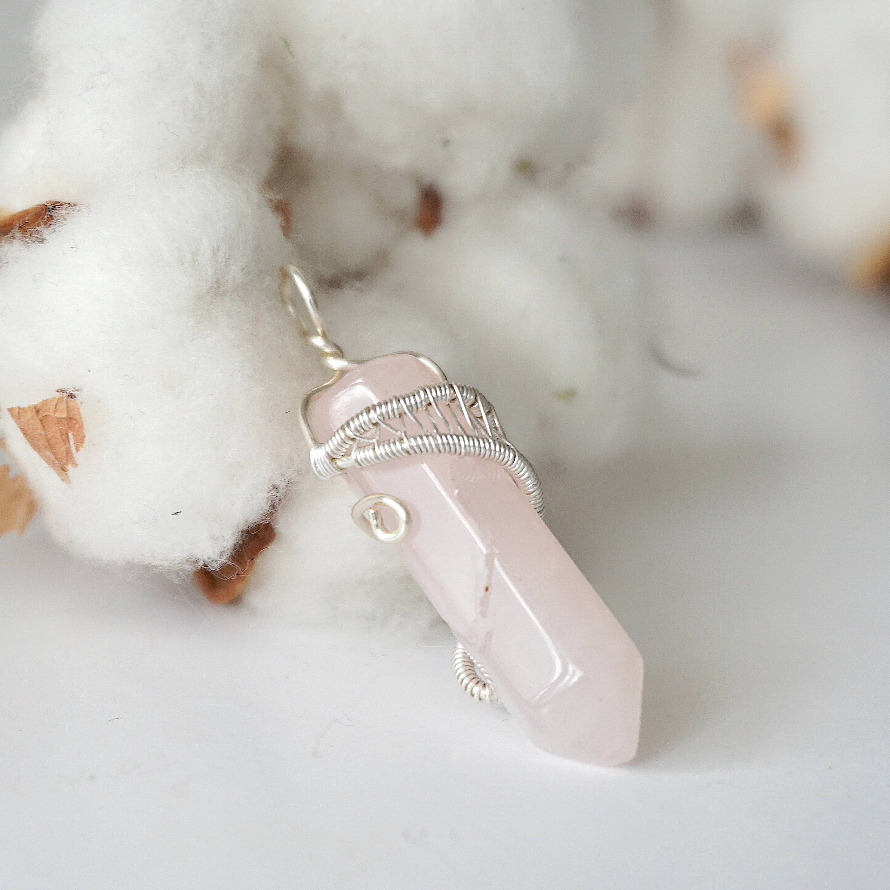 Raw Stone Elegance - Wholesale Pendant/Charm Necklace - Pink Rose Quartz Crystal Point Necklace, Valentines Day Gift1