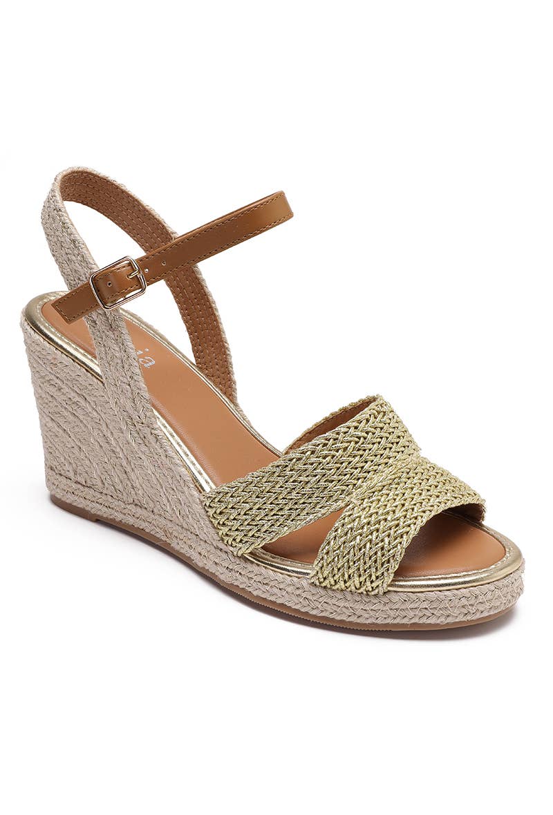 Joia Paris - Wholesale Wedges - Women's - RAFFIA WEDGES WITH GOLDEN OUTLINE H8-7914