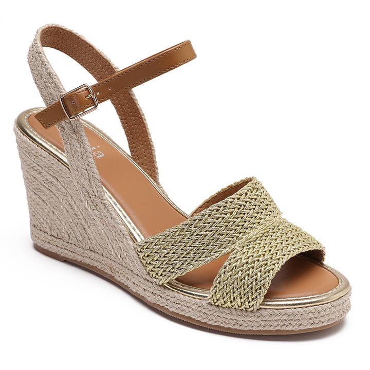 RAFFIA WEDGES WITH GOLDEN OUTLINE H8-791 and other Purchase Wholesale raffia wedge. Free Returns & Net 60 Terms on Faire trending on Faire.