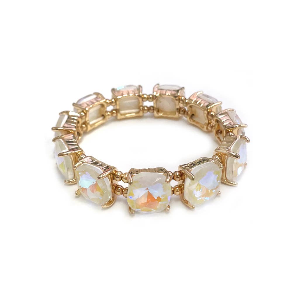 StarryNYC - Vendita all'ingrosso Braccialetto con ciondolo/pendente - Bracciale elasticizzato con cristalli in vetro tagliato a cuscino7