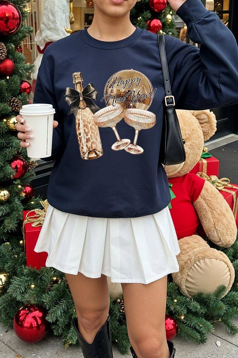 Pink Irene Wholesale - Wholesale Shirt - Women's - Cheers Champagne Graphic Sweatshirt13