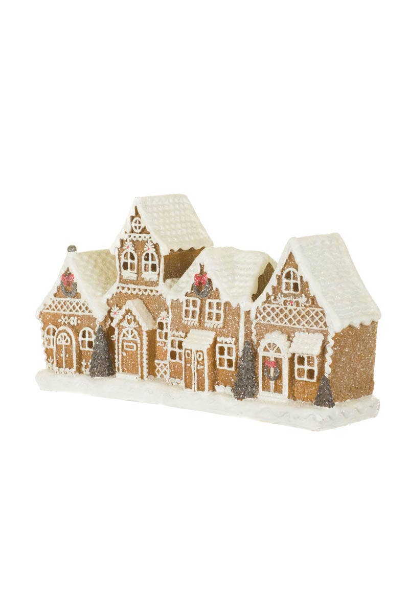 Starlight Collection - Wholesale Decorative tabletop object - NEW-White/Red Glittery Led Gingerbread Townscape Display1