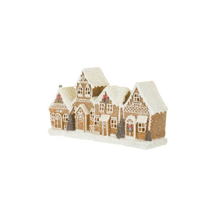 Starlight Collection - Wholesale Decorative tabletop object - NEW-White/Red Glittery Led Gingerbread Townscape Display1