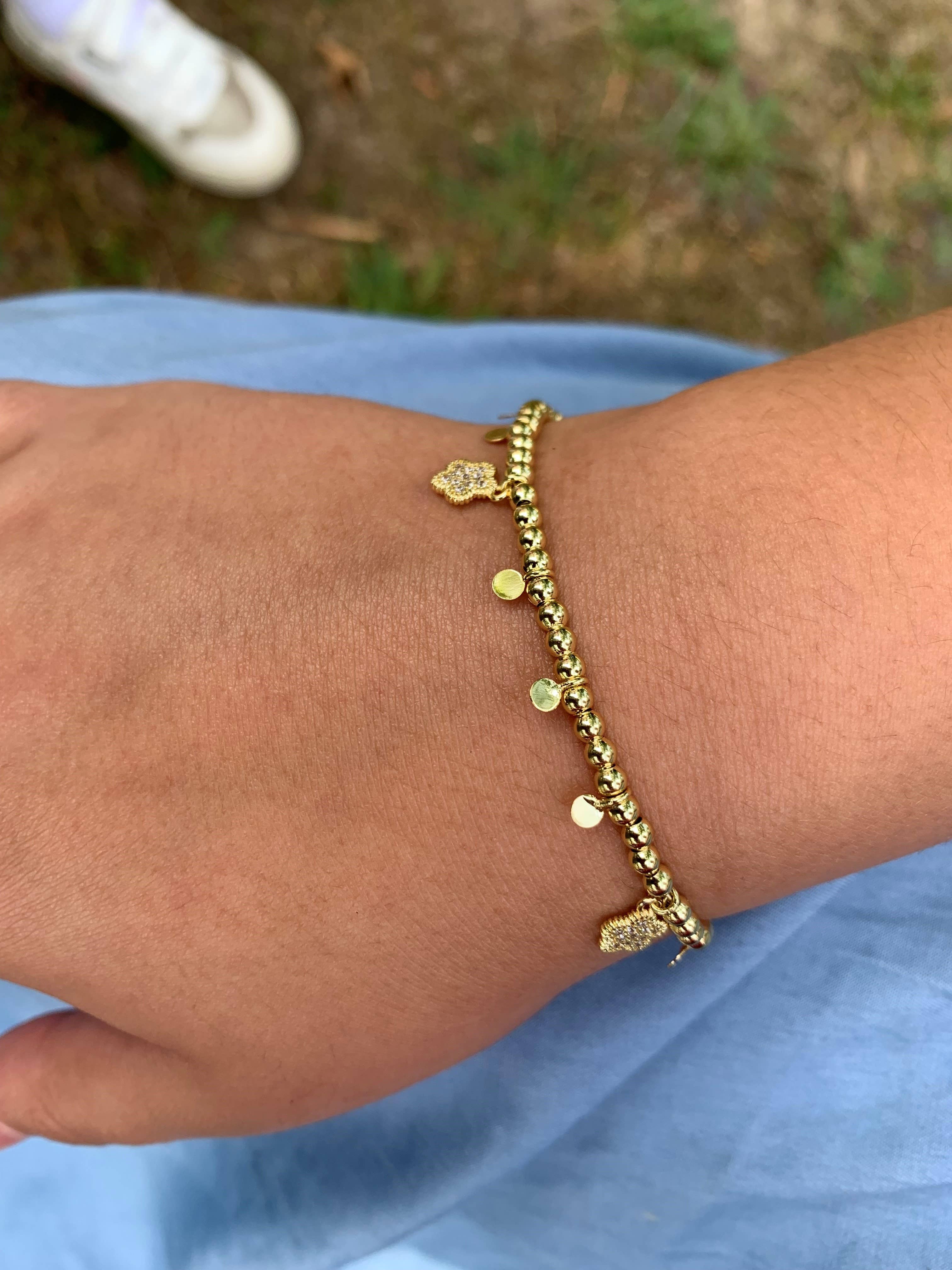 Little Miss Twin Stars - Wholesale Charm/Dangle Bracelet - LMTS Classic! Bead & Disc Dangles Cz Flowers Bracelet2