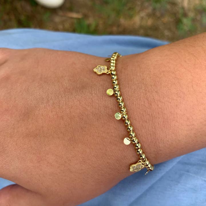 Little Miss Twin Stars - Wholesale Charm/Dangle Bracelet - LMTS Classic! Bead & Disc Dangles Cz Flowers Bracelet2