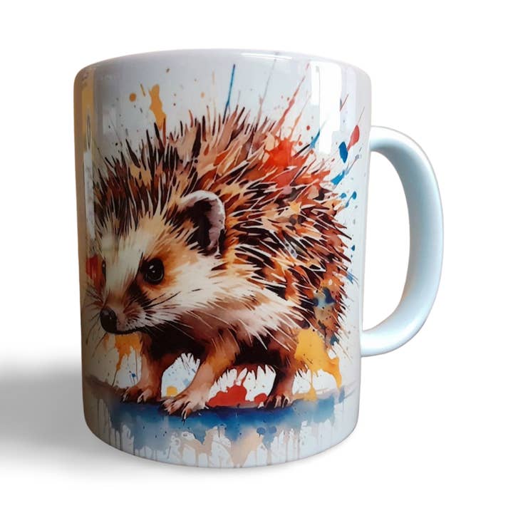 Water Colour Style Hedgehog Coffee Mug for wholesale by Rockways Designs