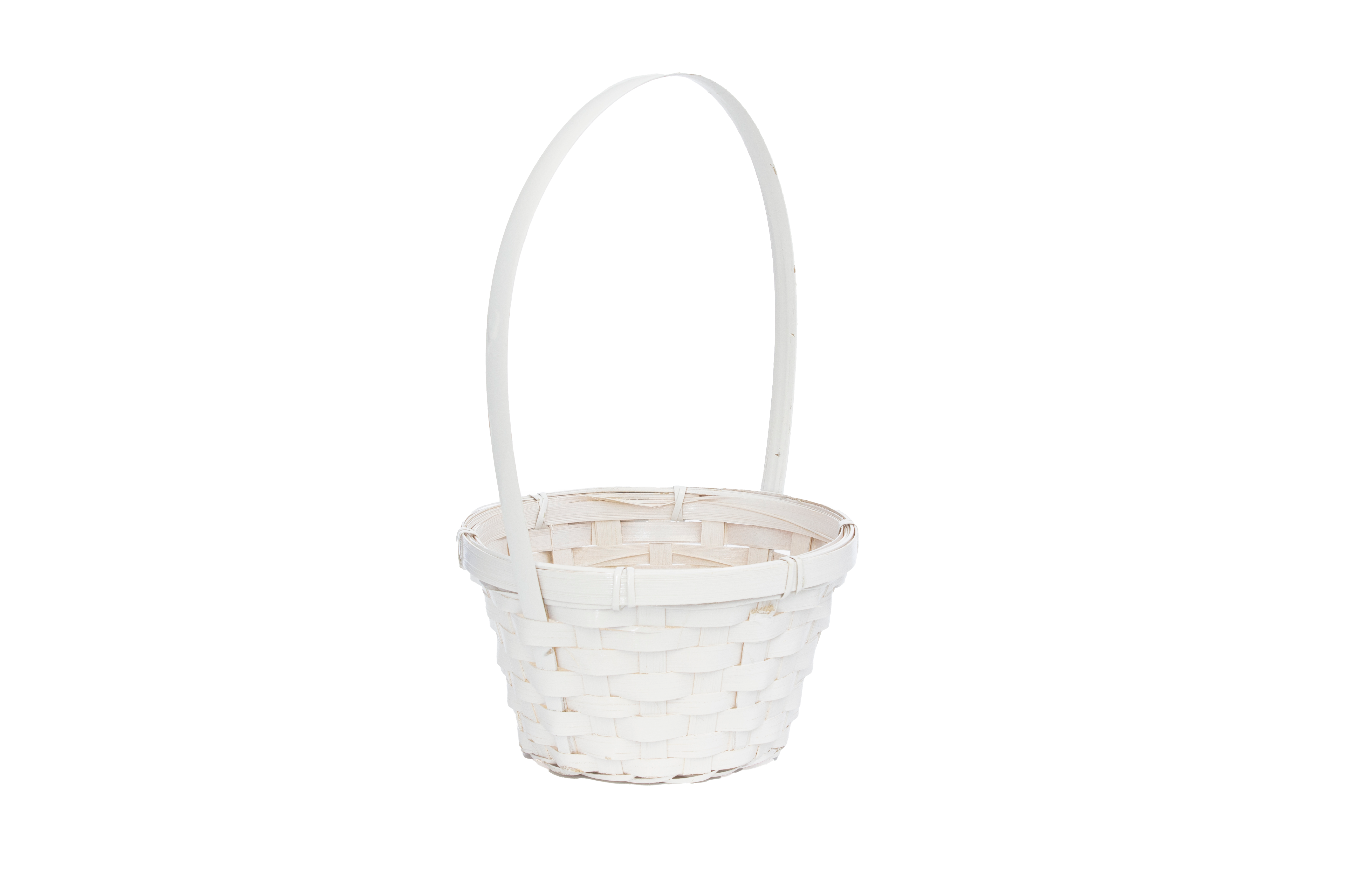 Jacobson - Wholesale Basket - 6.5"D Bamboo Basket with Handle - White1