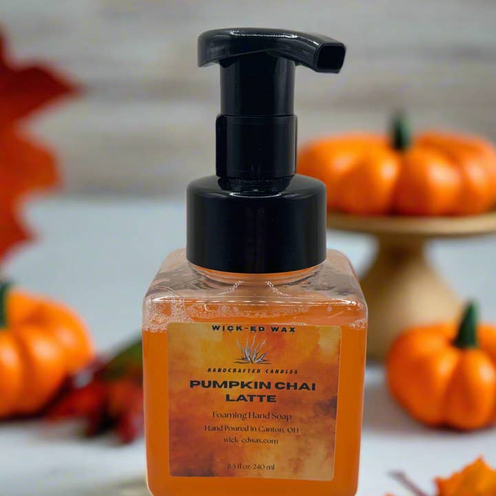 Wick-ed Wax Candles - Wholesale Hand Soap/Wash - Pumpkin Chai Latte- Fall Foaming Hand Soap0