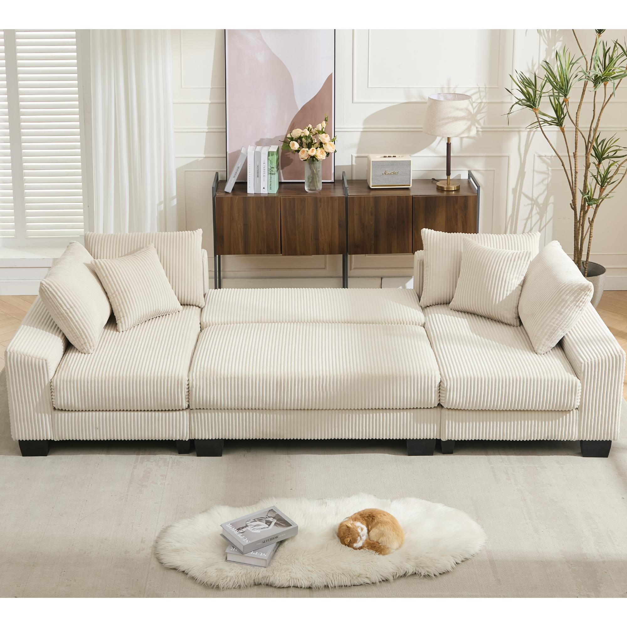 39F Inc. - Wholesale Sofa - 114" U-Shaped Sleeper Sofa with Pull-Out Bed & Chaise19