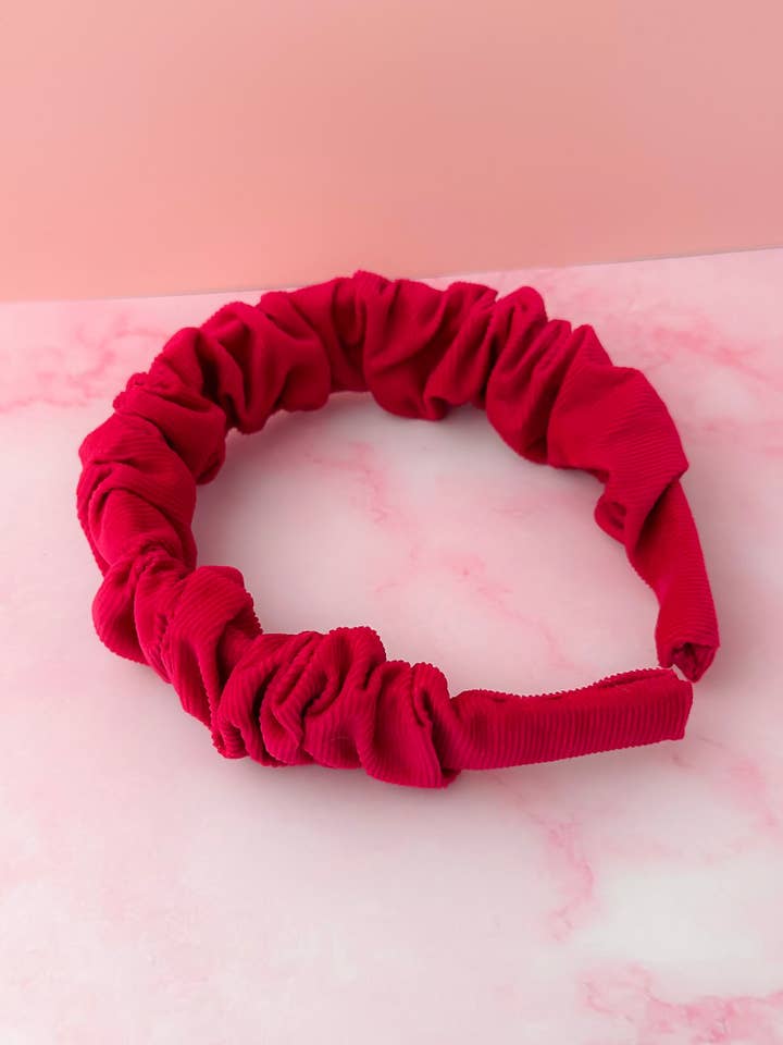 Cherri - Pink Needlecord Scrunchie Headband for wholesale by ThatsSewLauraUk