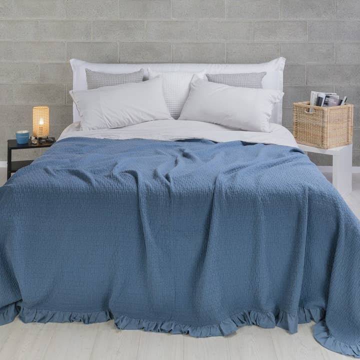 UNOCASADESIGN - Wholesale Deken - Vigo Stonewashed katoenen sprei met ruches27