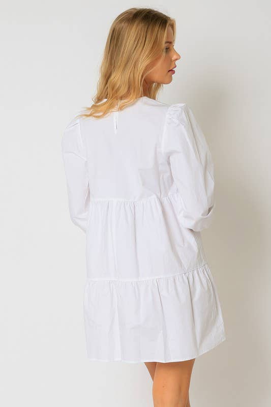 Olivaceous – wholesale Klänning - Dam – Poplin klänning med volanger i minilängd2