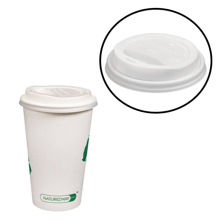 NatureZway - Wholesale Drink Lids - Compostable Hot Cup Lids | 8 oz Coffee Cups | 1000 Pack0