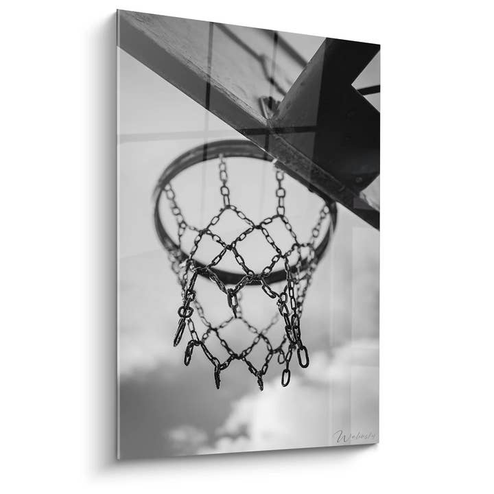 Tableau panier de basketball - Chaînes du terrain - Edition sports noir et blanc pour la vente par Walensky