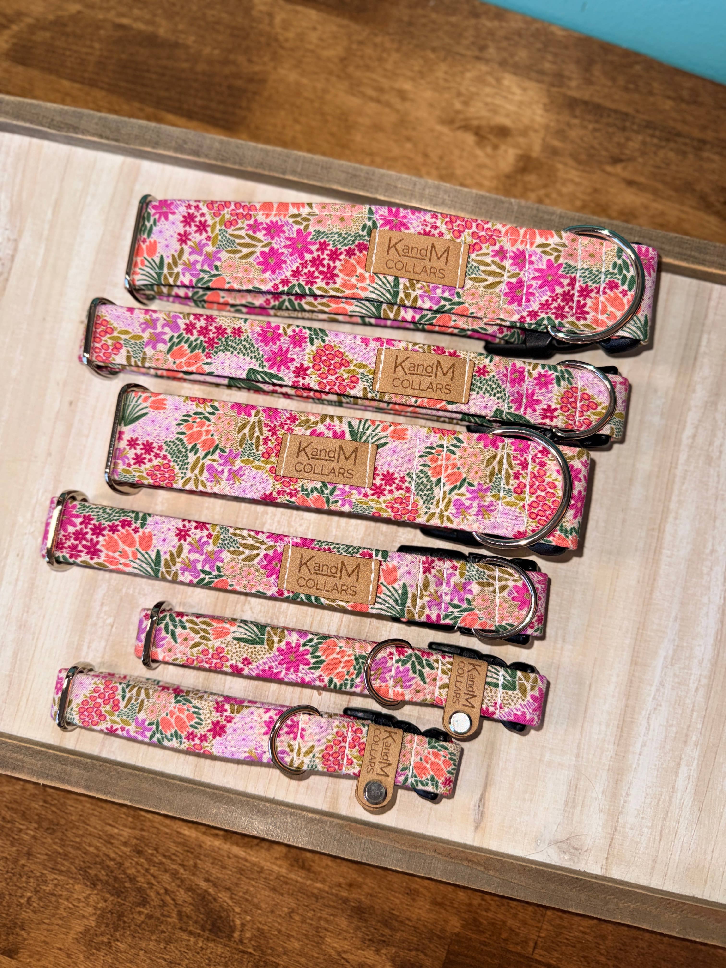 K and M Collars - Wholesale Pet Collar - Dog - Magical Meadow Pink Flowers Dog Collar, Pet Accessory