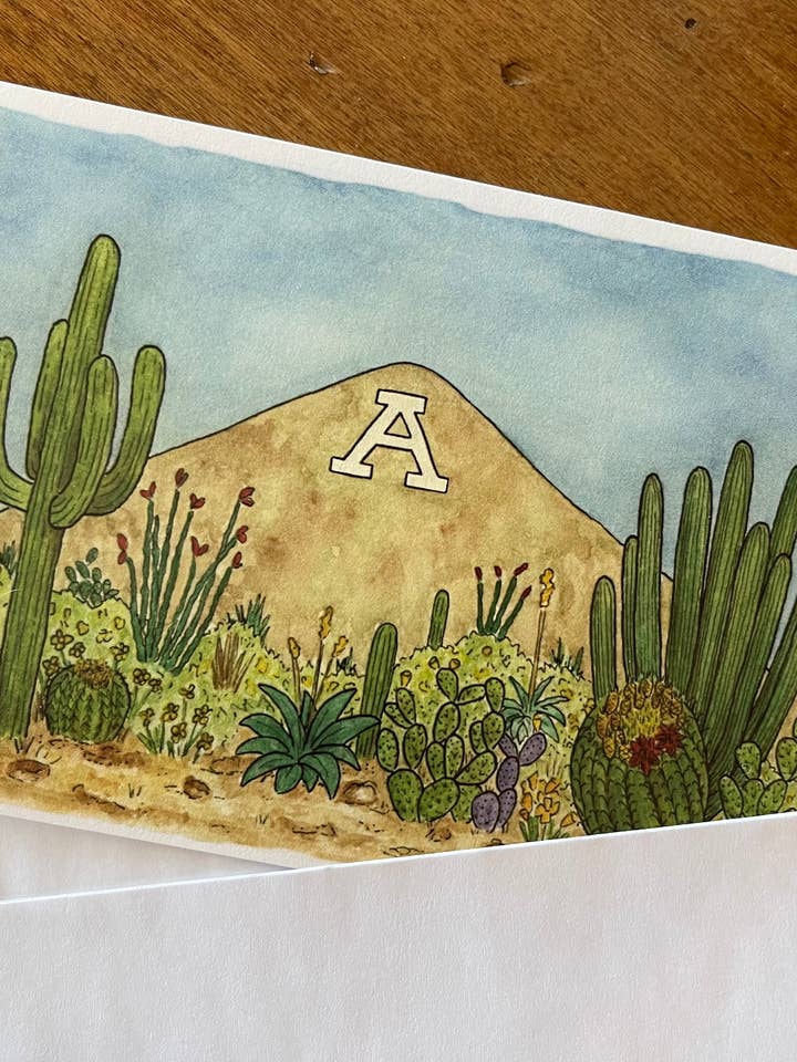 Sentinel Peak "A" Mountain Greeting Card for wholesale by Brushes and Boots