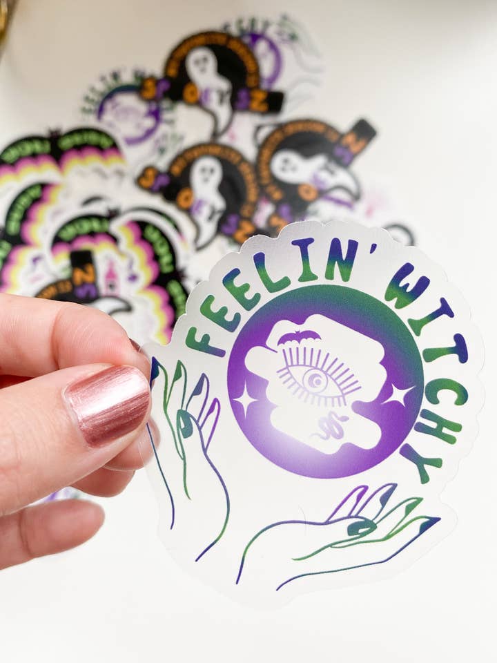 Feeling Witchy Clear Gradient Sticker for wholesale by Bottlebrush Graphics