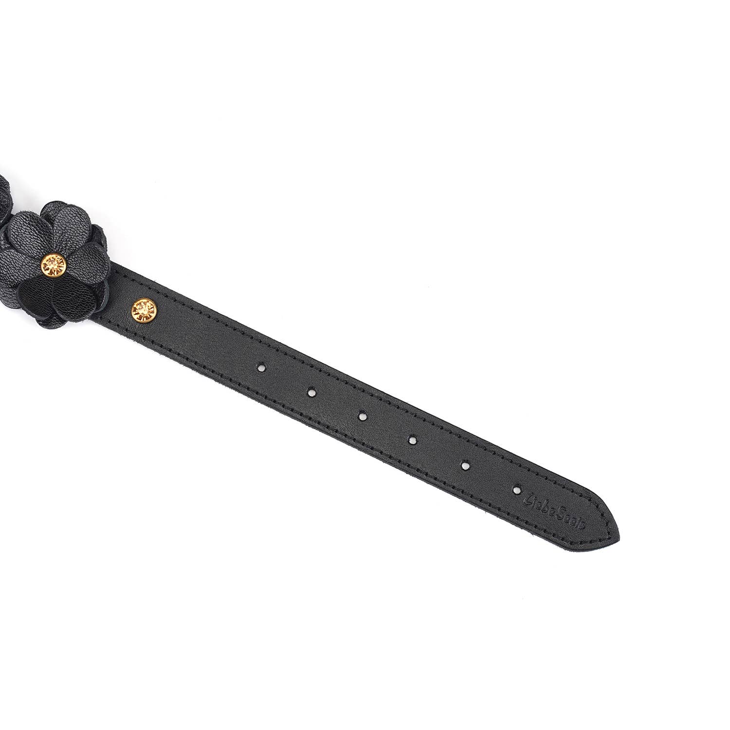 Liebe Seele - Wholesale Pet Collar - Cat/Dog - Black Leather Flowers Collar with Leash 6