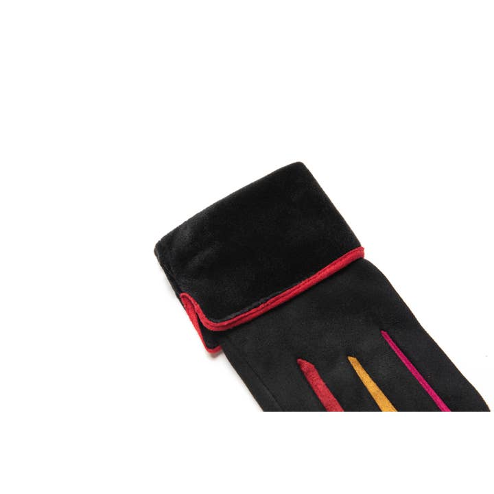 Aavion – wholesale Gloves – Women's – Women's Faux Suede Touchscreen Gloves with Multicolor Trim