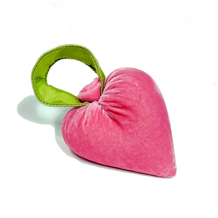 Hot Skwash - Wholesale Decorative Tabletop Object - Small Pink Heart w/ Green Ribbon2