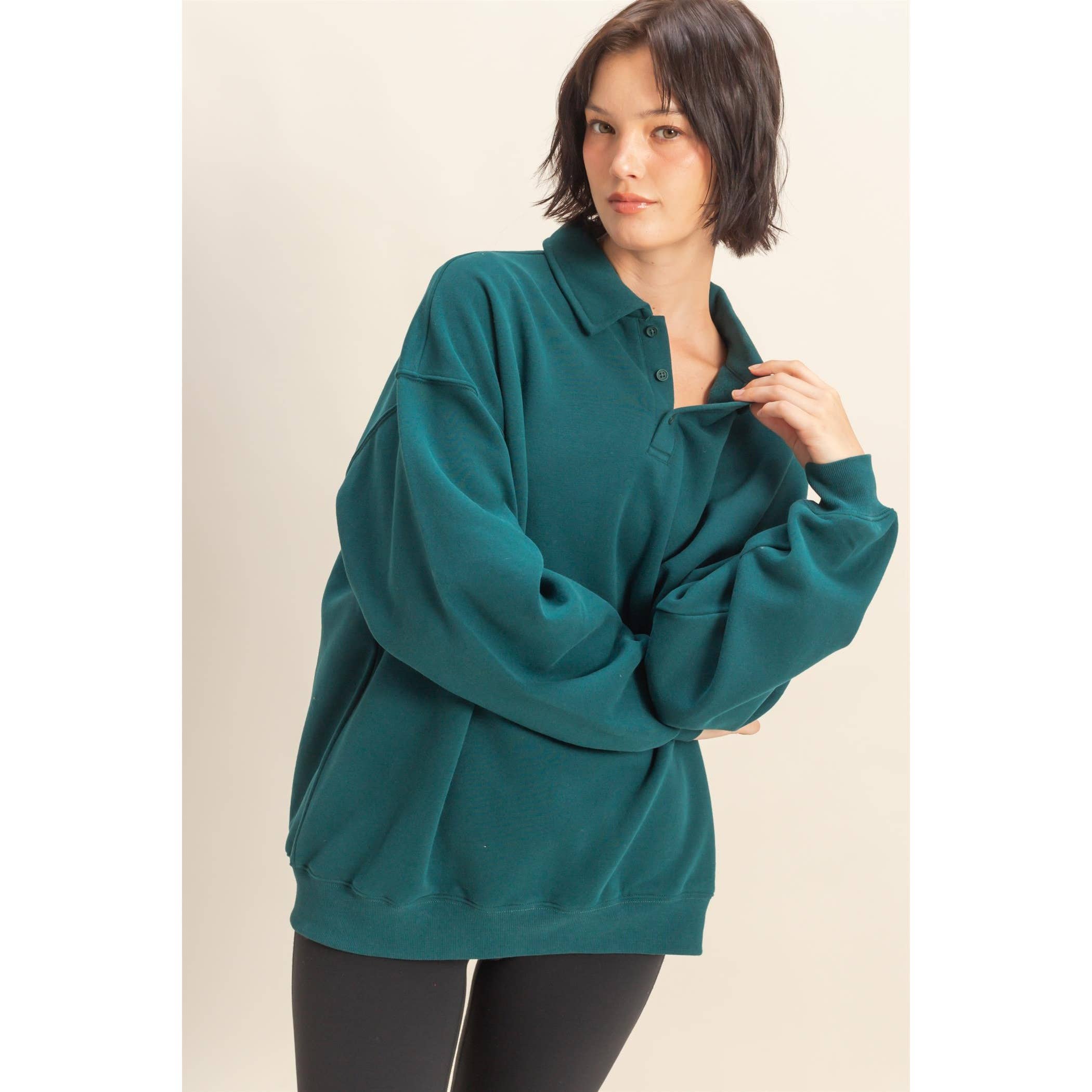 HYFVE - Wholesale Sweatshirt - Women's - Oversized Polo Collared Pullover25