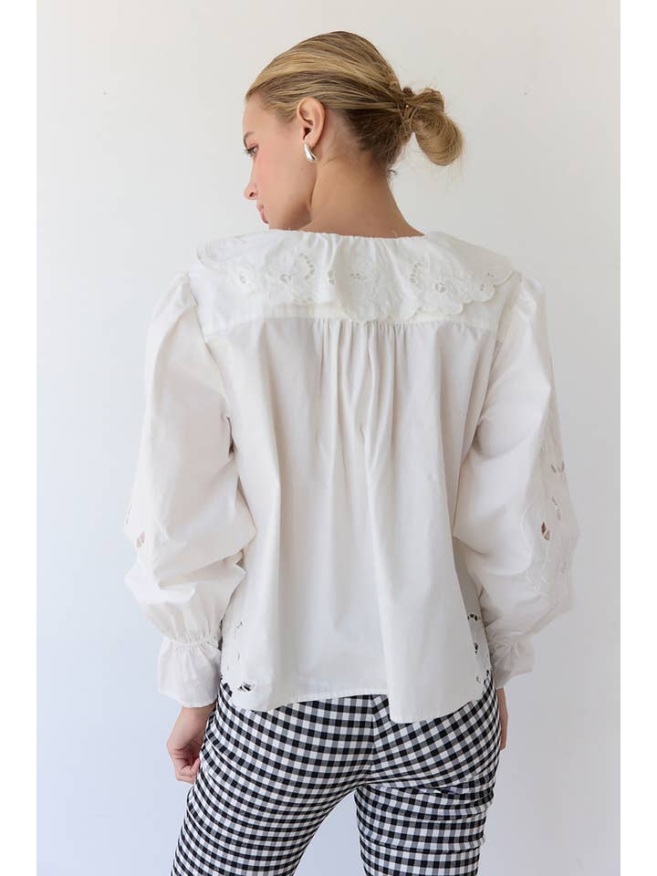 RAISONNEL - Vente Chemisier – femme - Blouse à volants brodée - RT103914