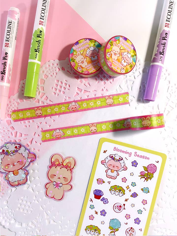 Blomstrende Washi Tape for engroshandel hos BunnieBuns Studios