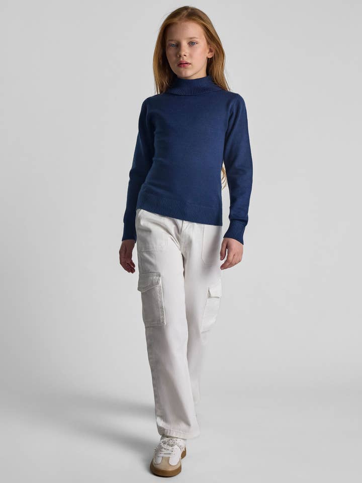 Girls soft turtleneck jumper with viscose blend 2-14y beige for wholesale by Minoti sp. z o.o.