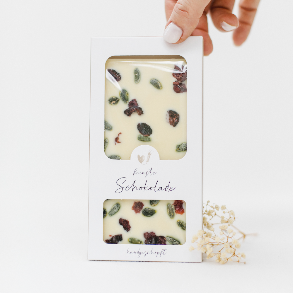 Bake Affair GmbH – Großhandel Schokoriegel – Vegane Schokolade - Pistazie & Cranberry1
