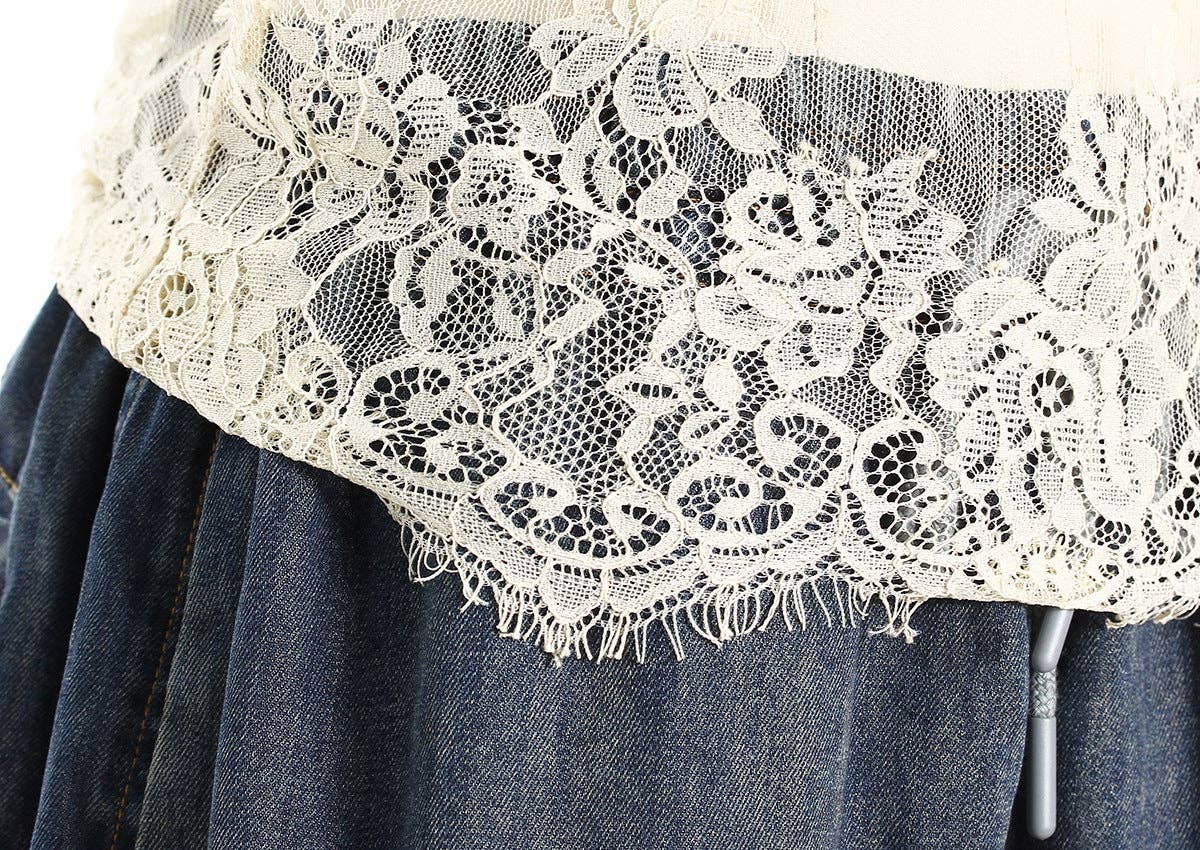 Sanyao Fashion - Wholesale Top & Short Set (NOT Loungewear) - Women's - M37 Lace-Stitched Denim Two-Piece with Suspender Shorts6