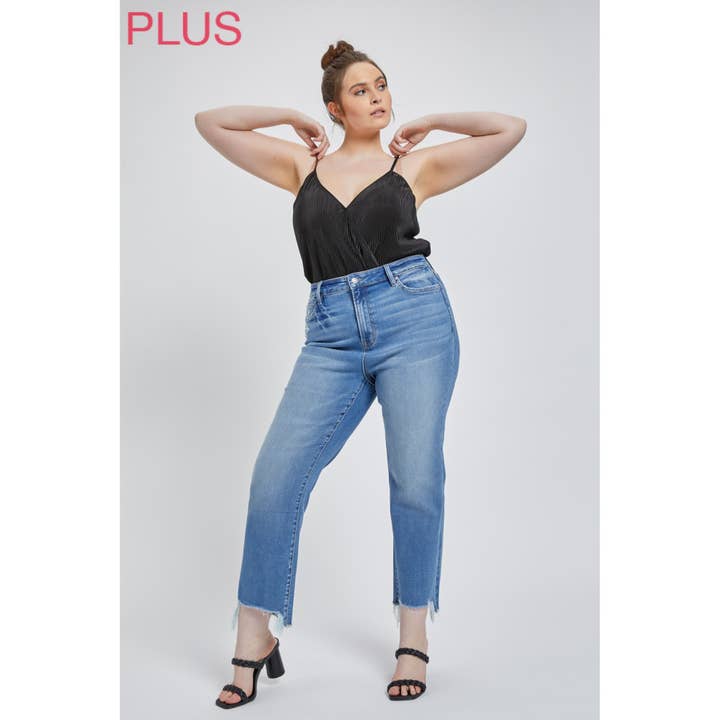 BLEUE SUPER HIGH STRAIGHT LEG WITH STEP HEM - Casual Style for wholesale on Faire