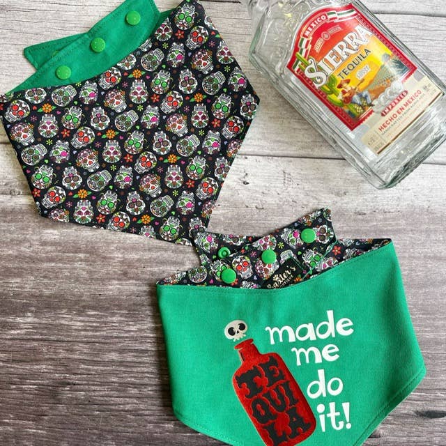 Baxter's Boutique - Wholesale Pet Bandana - Dog - Bandana | Tequila made me do it! / Candy skulls