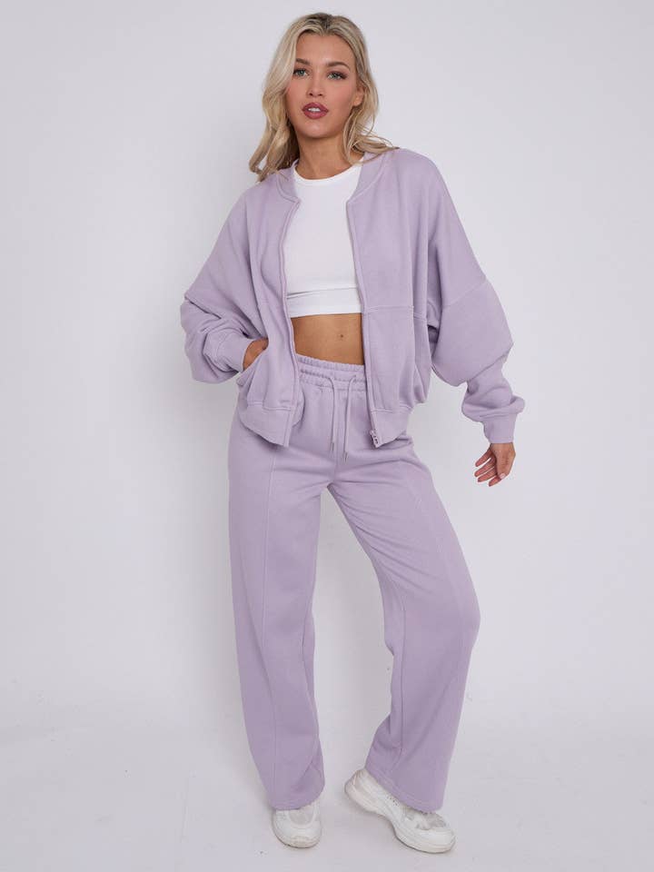AX Labels - Wholesale Top & Pant Set (NOT Loungewear) - Women's - Oversized Bomber Style Fleece Zipper Co-ord22