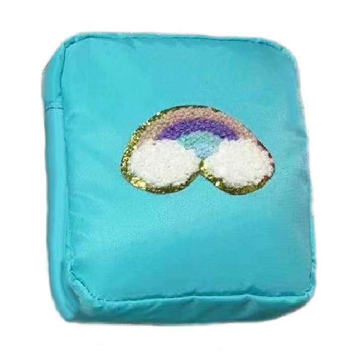 Varsity Collection Nylon Cosmetic Bag Rainbow Chenille for wholesale by Mavi Bandz