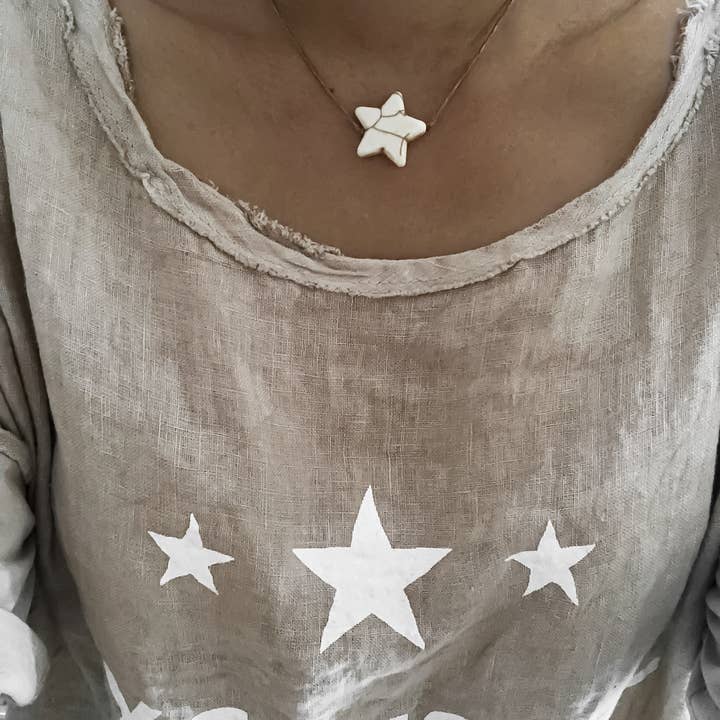 NATURE ET LIN - Wholesale Pendant/Charm Necklace - GROSSE ÉTOILE - Linen necklace made in France - JEWELRY