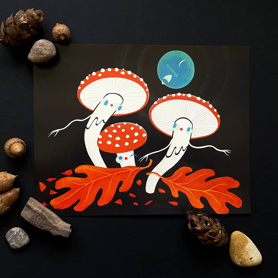 Lea Zalinskis Illustration - Wholesale Art Print - Mushroom Guys 8x10" Art Print1