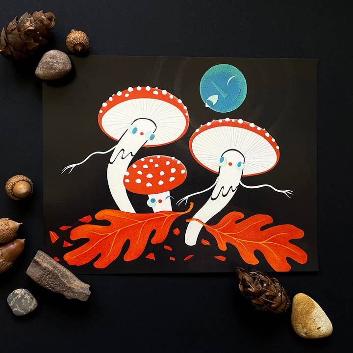 Lea Zalinskis Illustration - Wholesale Art Print - Mushroom Guys 8x10" Art Print1