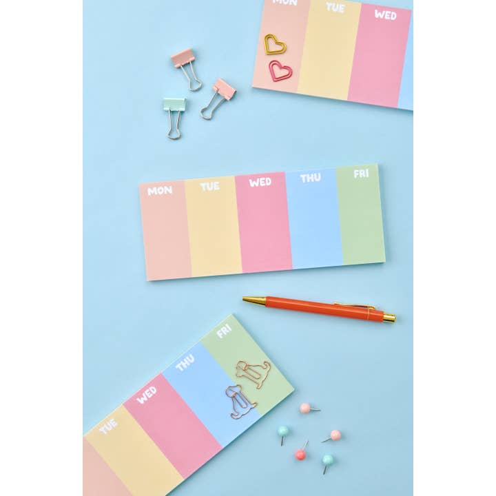 Pastel Weekday Shortie Weekly Planner Pad for wholesale by Lucky Dog Design Co.
